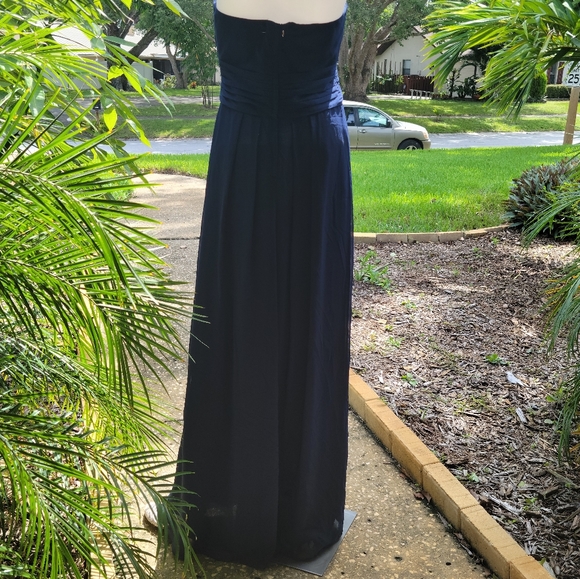 David's Bridal Navy Long Dress Size 4 Strapless - Picture 8 of 11